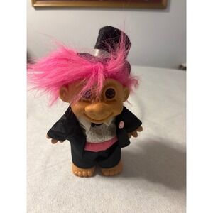 Russ Troll Doll Tuxedo Wedding Pink Hair Top Hat Groom Bridegroom Collectible